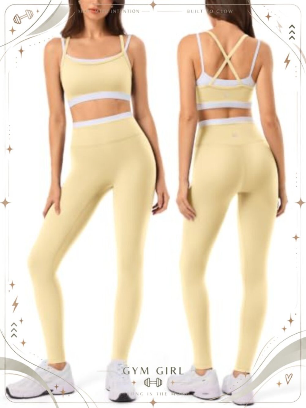 INNO MINT 2pc Workout Set Double Layer Sports Bra High Waist Leggings